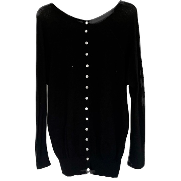 Eastside Westside Black Cotton Sweater with Snaps On Back & On Sleeves Size M - Picture 1 of 7